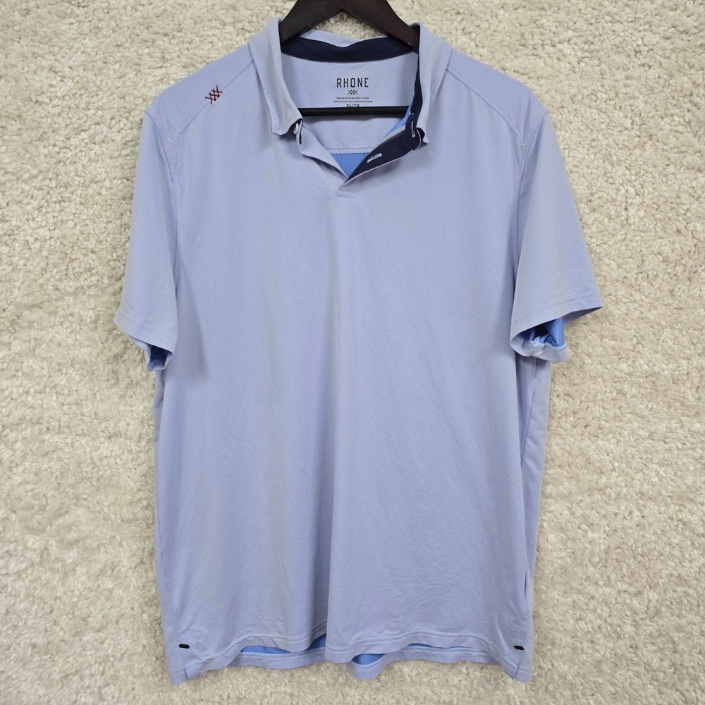 Rhone Commuter Polo Shirt Mens XL Light Blue Short Sleeve Performance Golf